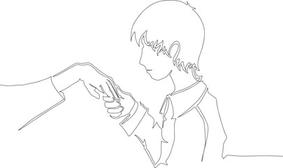 Continuous One Line Drawing of a Man About to Kiss a Hand eps10