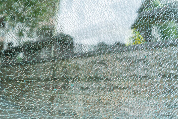 broken glass in a residential area at horizontal composition