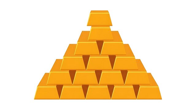 Stack of Gold Bars Arranged in a Pyramid Shape.