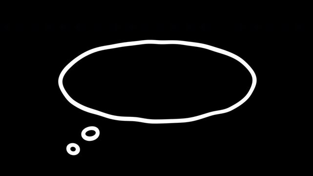 Oval hand drawn speech bubble with white sketch outline. Minimal comic frame for dialogue, captions, quotes and creative text.