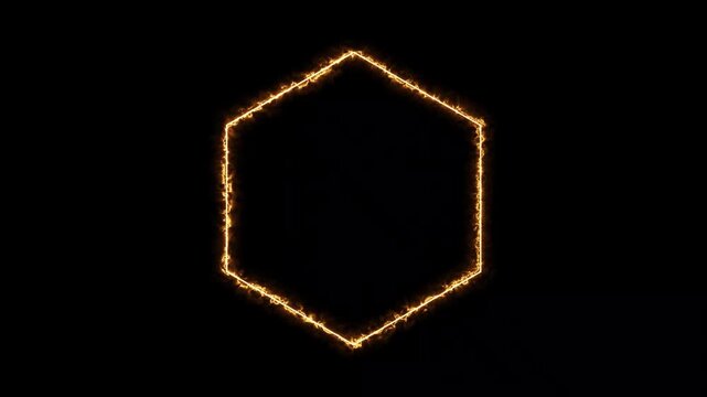 Glowing fire hexagon energy frame loop