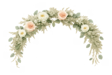 Elegant floral wedding arch with pampas grass and roses