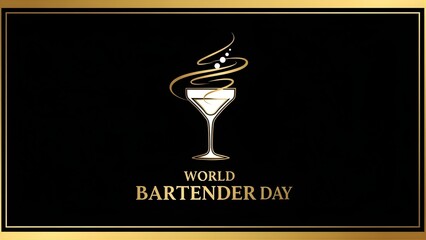 Elegant World Bartender Day logo with cocktail glass