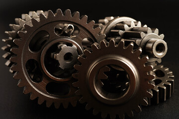 Metal gear wheel engine car and bike, mechanic industry.
