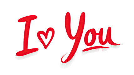 hand written red love lettering with you text painted in crayon style isolated on white background