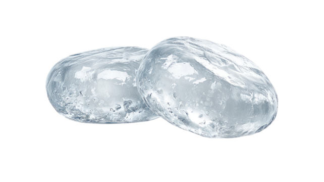 transparent ice stones isolated with glossy frozen texture and realistic clarity detail on white background - Powered by Adobe