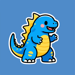 Obraz premium Cute Blue Monster Cartoon Character