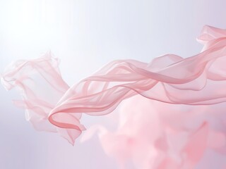 Delicate blush pink chiffon material dancing in soft breeze against dreamy lavender backdrop. Romantic spring 2026 concept symbolizing lightness, femininity and freedom for luxury brand campaigns.