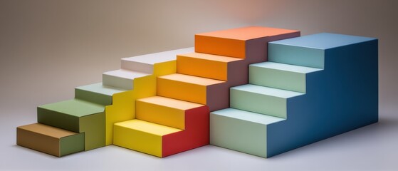 Colorful abstract step blocks arrangement