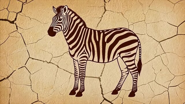 ZebraStandingonCrackedEarthBackground