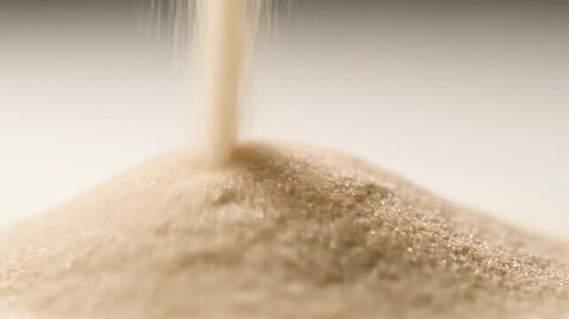 Flow of Time: A close-up captures the mesmerizing cascade of sand, forming a gentle mound, symbolizing the continuous passage of time.