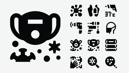 Pandemic and virus prevention icons set