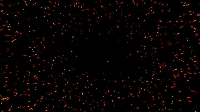 A large amount of metal grinding sparks, like polishing or cutting steel with an angle grinder. Seamless loop in 4K resolution with alpha channel, perfect for industrial VFX and motion graphics.