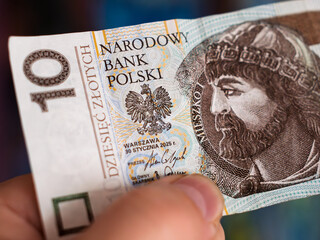 Polish 10 Zloty Banknote Featuring Historical Figure