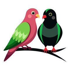 Vector art illustration of a bird sitting on a branch