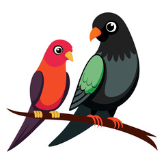 Vector art illustration of a bird sitting on a branch