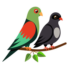 Vector art illustration of a bird sitting on a branch