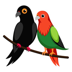 Vector art illustration of a bird sitting on a branch