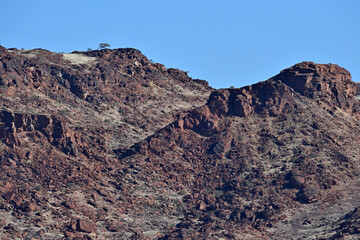 Massive granite rock formation in the mountains