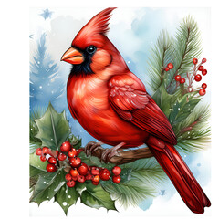 A colorful red macaw parrot sits on a tropical tree branch in the wild jungle nature illustration featuring vibrant green and blue feathers and a sharp beak