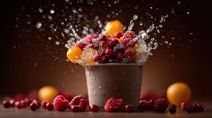Berries and water splash composition