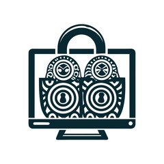 Secure Online Shopping with Abstract Patterned Figures Vector