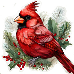 A colorful red macaw parrot sits on a tropical tree branch in the wild jungle nature illustration featuring vibrant green and blue feathers and a sharp beak