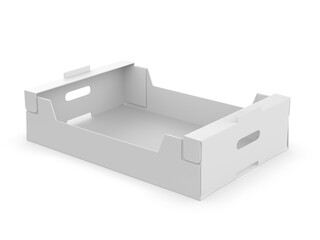 Blank Cardboard Tray Packaging Mockup Isolated on White Background, 3D Render.