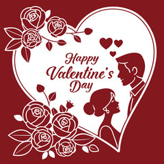 happy valentines day design with heart rose.