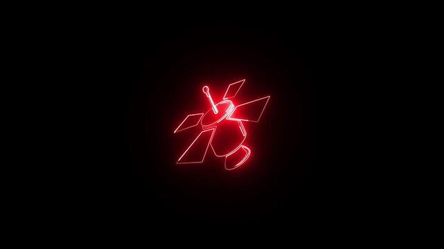 Abstract neon electric fan icon animation on black background.