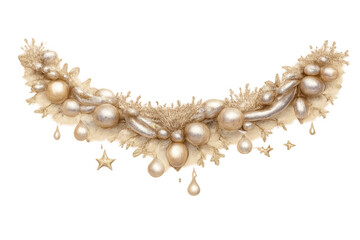 Obraz premium Golden christmas garland border with festive ornaments