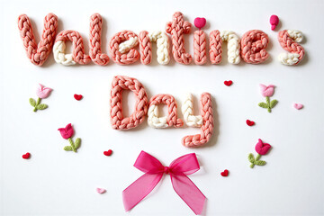 Crochet Valentines Day Decoration with Hearts and Flowers