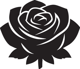 Rose Flower Silhouette Vector &ndash; Elegant Flat Black Floral Icon