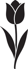Tulip Flower Silhouette Vector &ndash; Minimal Flat Black Floral Icon on White Background