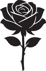 Rose Flower Silhouette Vector &ndash; Elegant Minimal Floral Icon on White Background
