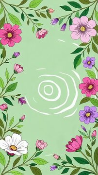 Vibrant Floral Border Frames With Painted Swirls.