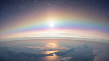 Atmospheric Phenomenon with Rainbow Halo Over Earth from Space
