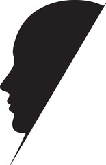 Abstract portrait silhouette split diagonally.