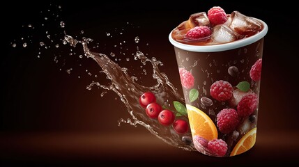 Refreshing drink with berries and water splash