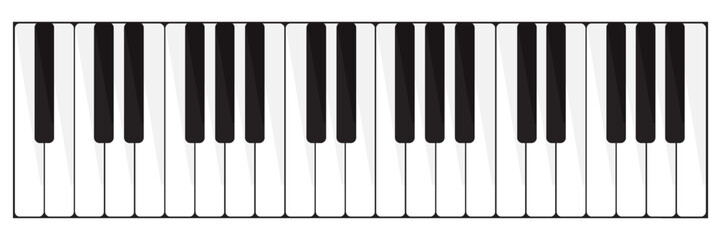 Naklejka premium Vector illustration. Musical flat background. Piano key, keyboard. Melody. Instrument.
