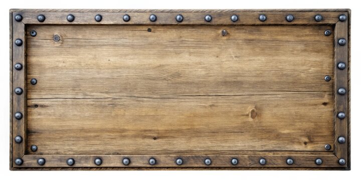 Rustic Wooden Sign with Decorative Metal Studs, Ideal for Vintage or Western Themed Designs