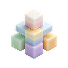 Obraz premium 3D-rendered abstract, pastel-colored blocks arranged in a geometric, balanced composition