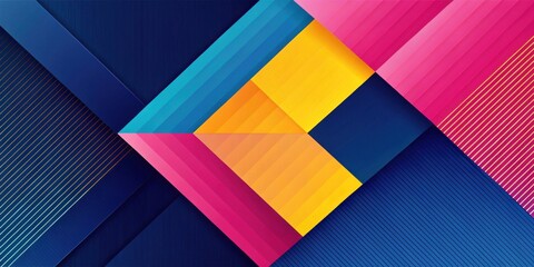 Fototapeta premium Vibrant Geometric Abstract Design Featuring Interlocking Shapes and Gradient Colors in a Bold and Modern Style