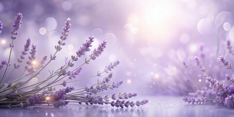 Serene Lavender Blooms on a Soft, Sparkling Surface, Evoking Tranquility and Natural Beauty