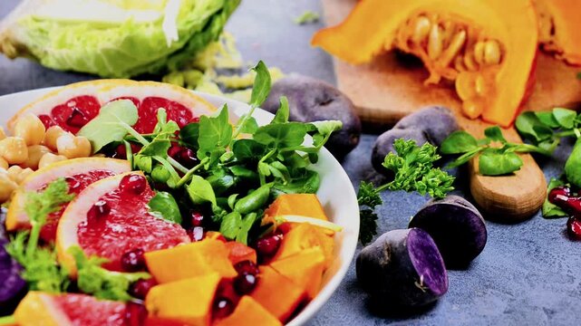 gourmet mixed vegetable salad. vegetarian buddha bowl