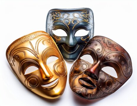 theatrical masks isolated on white