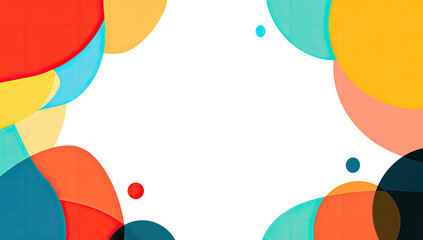 Colorful, overlapping abstract circles on a black background, forming a border