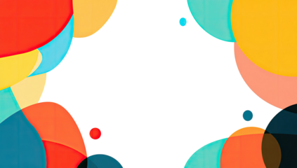 Colorful, overlapping abstract circles on a black background, forming a border