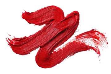 Swirling textured red paint strokes on a transparent background, creating an abstract, dynamic design