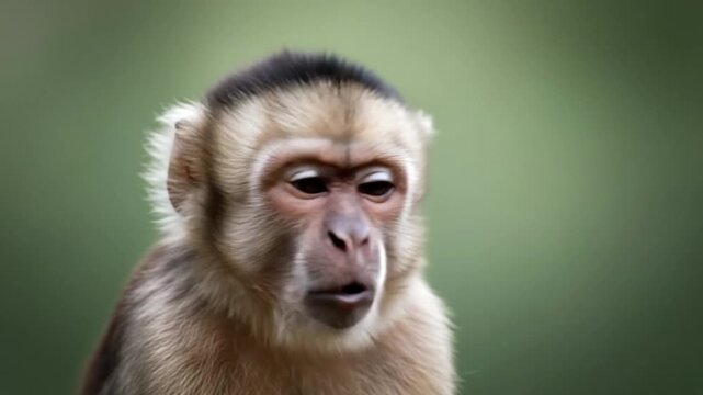 Capuchin Monkey with Wide Open Mouth and Expressive Eyes